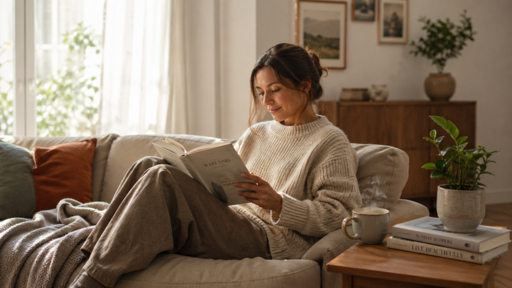 Persona introversa che legge in pace la domenica mattina: la solitudine come spazio di ricarica energetica nella vita quotidiana degli introversi
