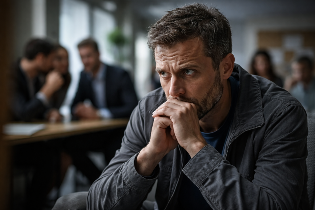 Psicologia clinica: vissuto di paranoia e sospettosità, persona isolata che percepisce l’ambiente come minaccioso